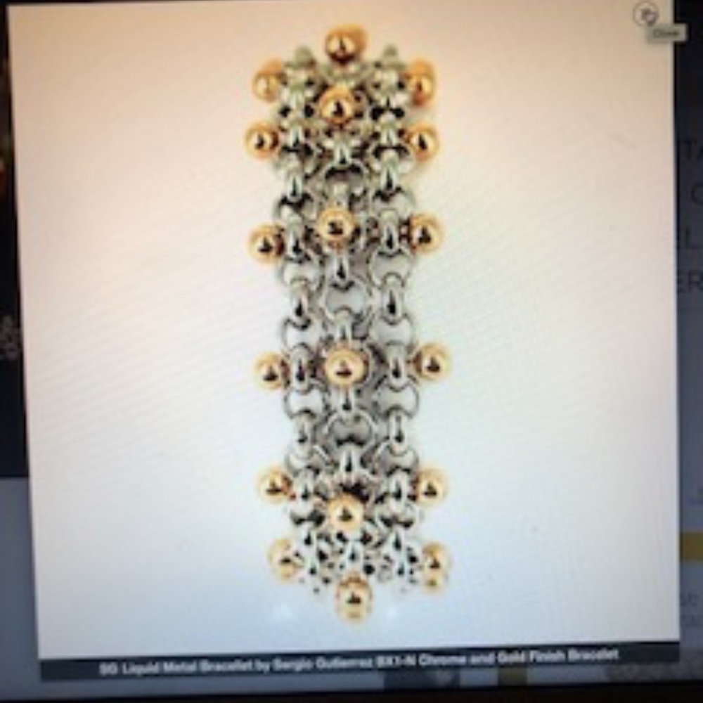 *HOST PICK* Sergio Gutierrez Chrome & Gold Finish Bracelet *NEW* - Picture 2 of 7